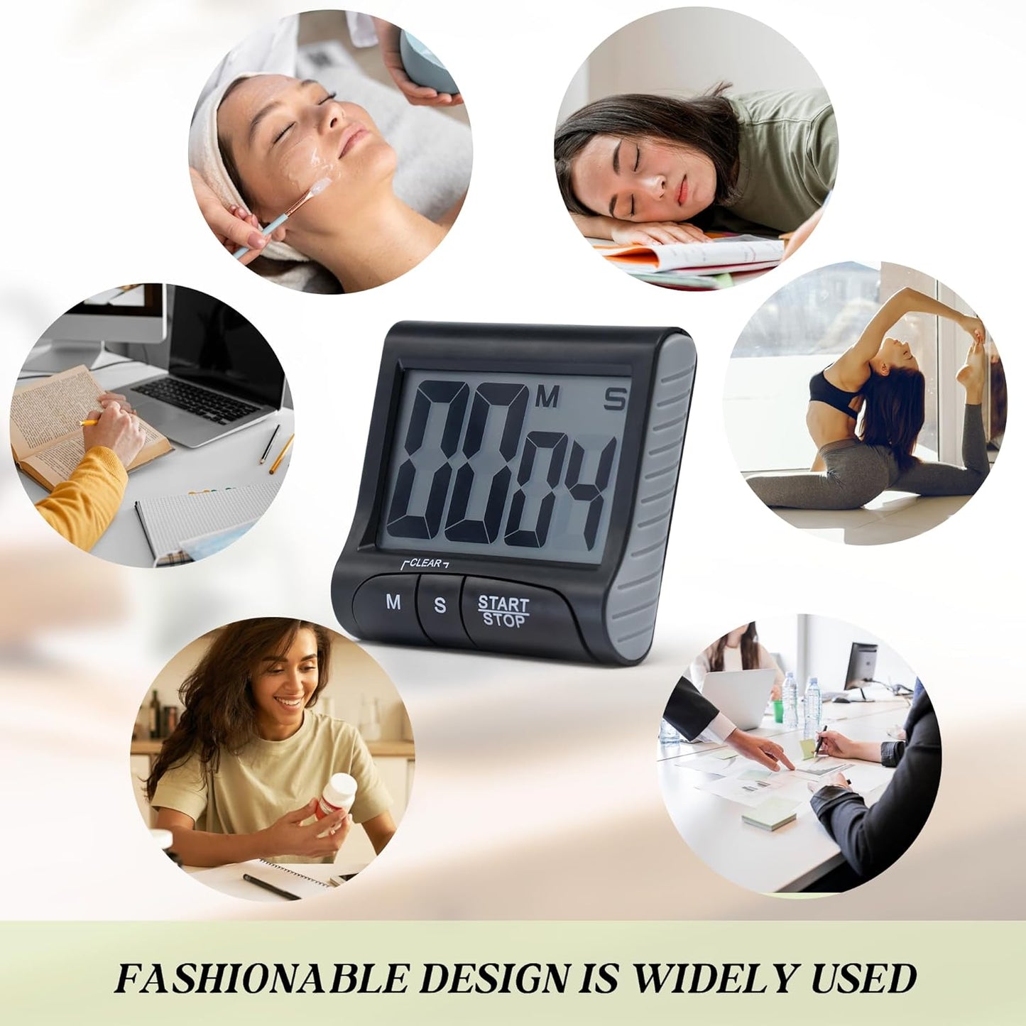 Large LCD Display Kitchen Timer -Magnetic Digital Timers,Loud Alarm,Memory and Fast Forward Function,Cooking Timers for Kitchen,Gym, Meeting, Classroom,Study,Work,Outdoor Activities(Black)