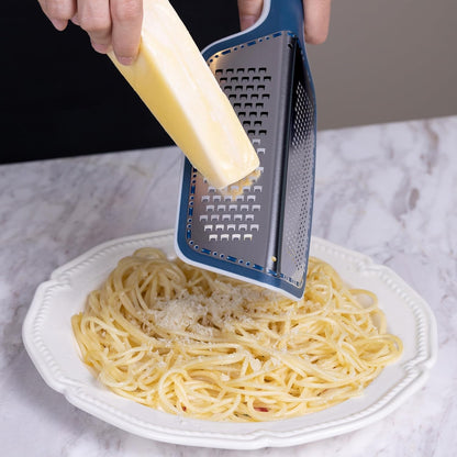 Cohesion Zester Grater Double-sided Graters for Kitchen - Kitchen Lemon Zester Tool for Cheese, Citrus, Garlic, Ginger, Nutmeg, Chocolate, Fruits, Vegetables with Sharp Premium Stainless Steel - Blue