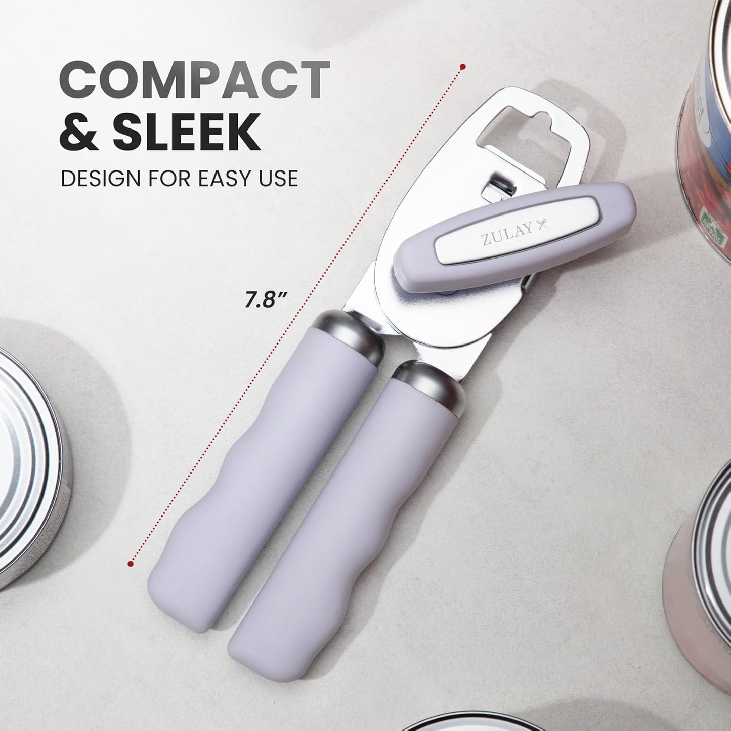 Zulay Kitchen Heavy Duty Stainless Steel Can Opener Manual with Bottle Opener - Rust Proof Manual Can Opener With Turn Knob & Comfy Soft Grip Handles - Black