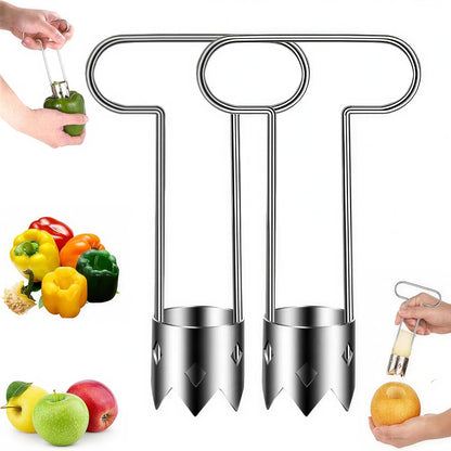 Pepper Corer Seed Remover Tool, 2026 Upgraded Stainless Steel Fruite Corer, Reusable Washable Fruite Cutter Pepper Seed Remover, For Vegetables Fruit Kitchen Gadget (A1)