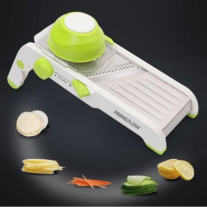 Mandoline Slicer – Adjustable Stainless Steel Vegetable Cutter with Safety Guard, Multiple Blades, Julienne & Thickness Control for Kitchen Prep