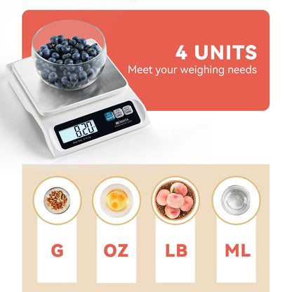 BOMATA 0.1g/ 13lb Food Scale, Digital Kitchen Scale with Removable Stainless Steel Pan, Backlit LCD Display, for Cooking, Baking B621 Grey