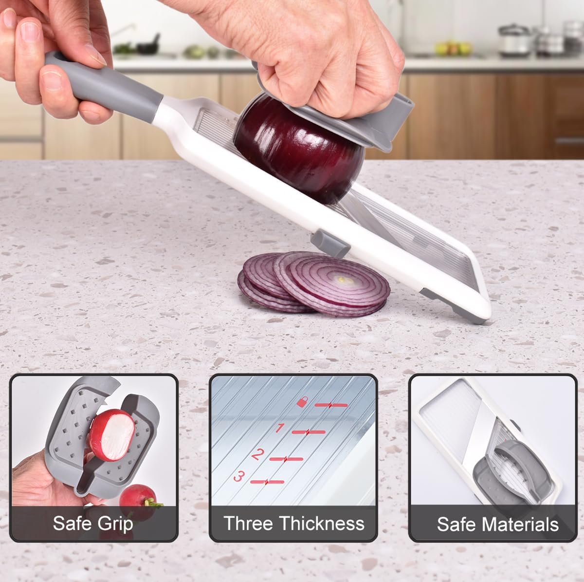 NACOLUS Mandoline Slicer for Kitchen, Adjustable Vegetable Slicer with Food Holder,Handheld Potato Slicer, Simple&Handy veggie slicer vegetable cutter
