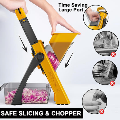 SupMaKin Upgrade Safe Mandoline Slicer Plus, Vegetable Chopper, Potato Slicer, Food Slicer Onion Chopper, Fry Cutter, Veggie Salad Dicer Kitchen Chopping Artifact Gifts (Blue)