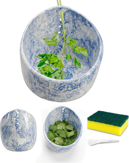 Pottery Herb Stripper Bowl, Herb Stripping Tool for Separating Leaves and Stems