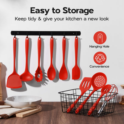 Onader Silicone Cooking Utensils Set of 10, Kitchen Utensils for Nonstick Cookware, Heat Resistant & Nontoxic Spatula Set- Khaki