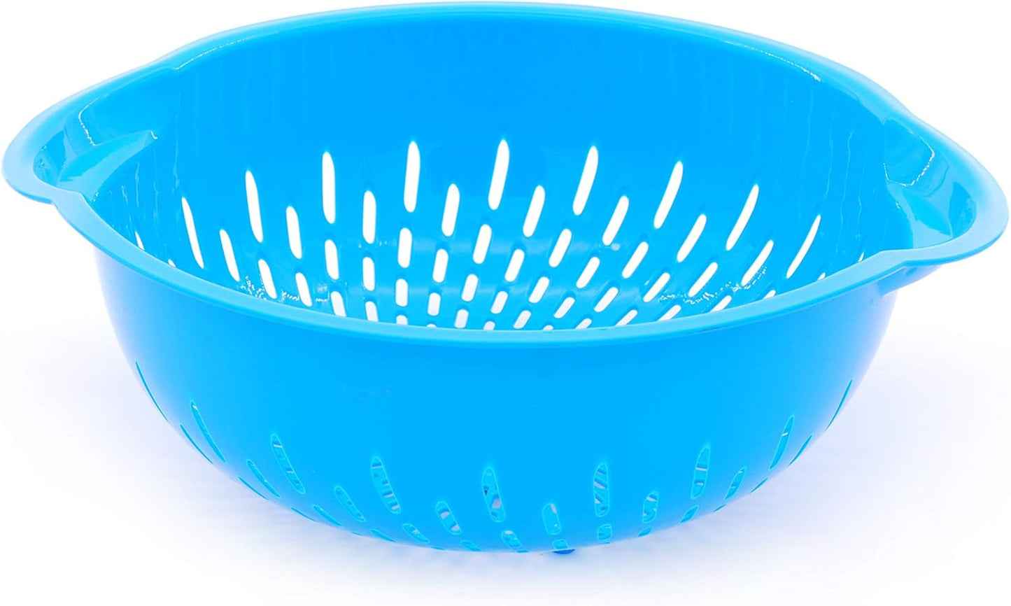 Mintra Home Mixing Bowl w/Colander (Large 4.5L, Red) - For Washing & Draining Fruits And Vegetables - Heavy Duty Plastic for Baking, Cooking Supplies - Dishwasher Safe