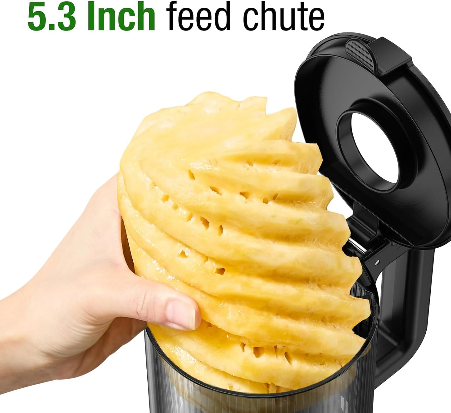 TUUMIIST Juicer Machines, Cold Press Juicer with 5.3" Extra Large Feed Chute Fit Whole Fruits & Vegetables Easy to Clean, High Juice Yield, BPA Free (Black)