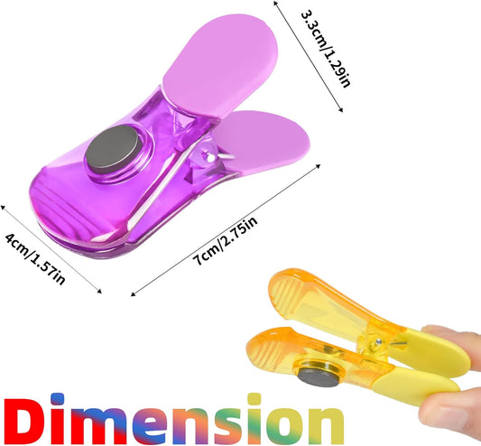 Bag Clips, 12 Pack Chip Clips, Magnetic Bag Clip for Food Snacks Bread Storage Heavy Duty, Plastic Assorted Colors Refrigerator Magnet Air-Tight Package Clip Clothes Pins for Home Kitchen