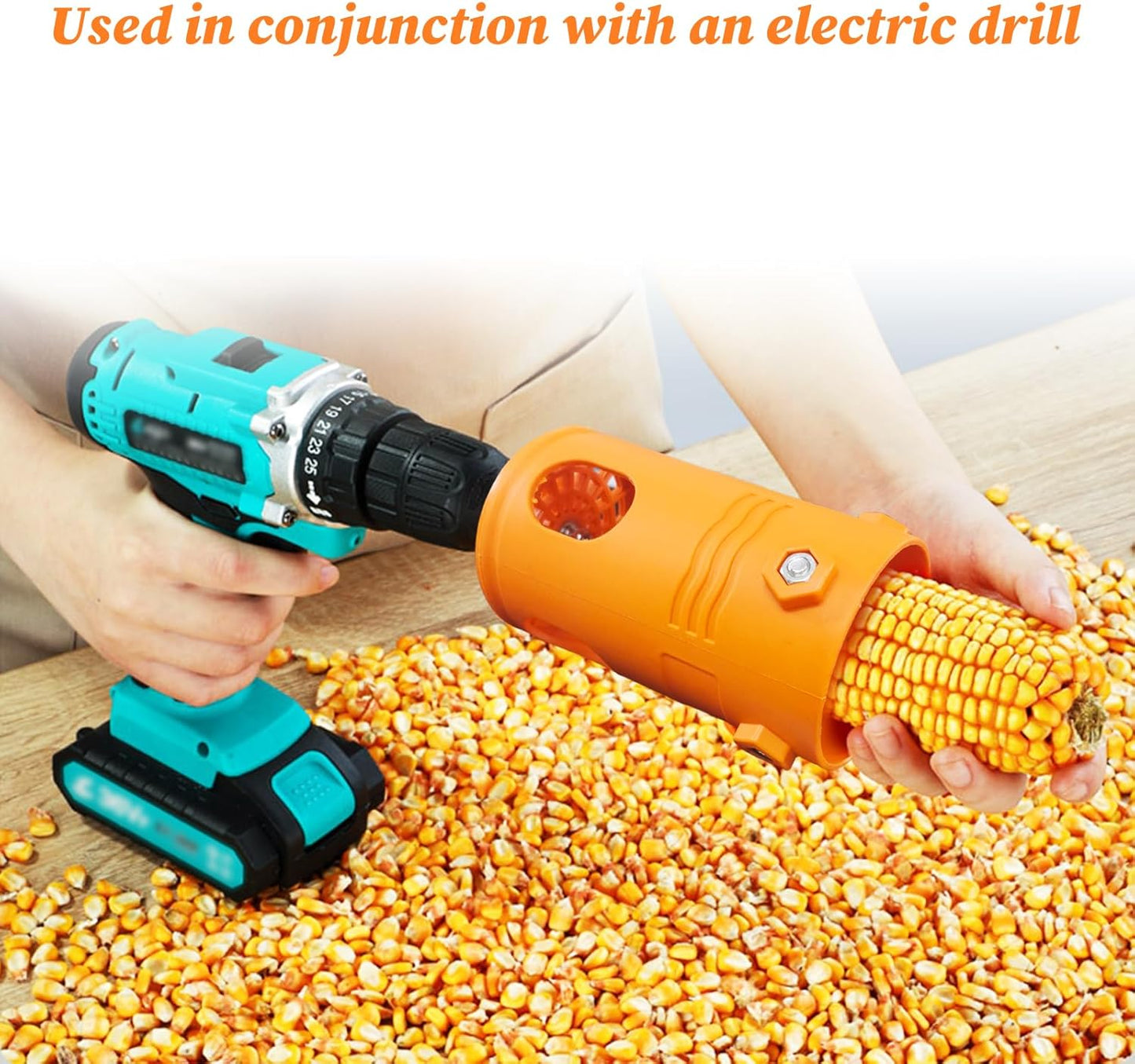 Corn Peel Thresher Corn Stripper Use with Electric Drill Universal Highly Efficiency Manual Durable with Gloves Labor Saving Corn COB Remover
