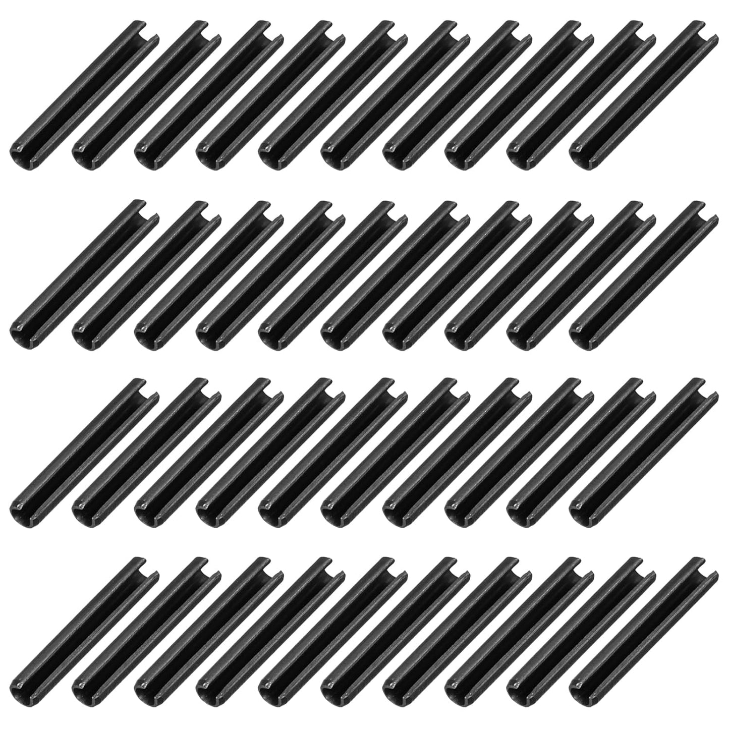 MECCANIXITY 25Pcs Slotted Split Roll Pins 1/2 Inch(12mm) Dia. 1-2/5 Inch(35mm) Length 65Mn Steel Spring Tension Expansion Dowels for Secure Fastening, Black - Colors A