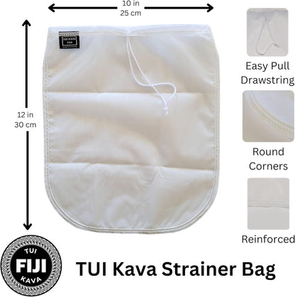 Traditional Kava Strainer Filter | 75 Micron Nylon Commercial Food Grade Quality | BPA-Free | Nut Milks | 10 x 12 inch | Draw string | Durable | Reusable | Environment friendly packaging