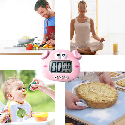 Kitchen Timer, Cute Cartoon Animal Countdown, Digital Cooking Timer with Magnetic, LCD Large-Screen Visual Clock, Hangable Alarm Clock with Stand，for Cooking Bake Sport Game (Timer-XG)