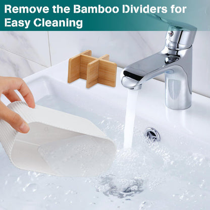 GFWARE Toothbrush Holders for Bathrooms, 5 Slots Bamboo Toothbrush Holder Kids Electric Toothbrush Holder and Toothpaste Holder for Bathroom Countertop Accessories Storage, Marble Toothbrush Organizer