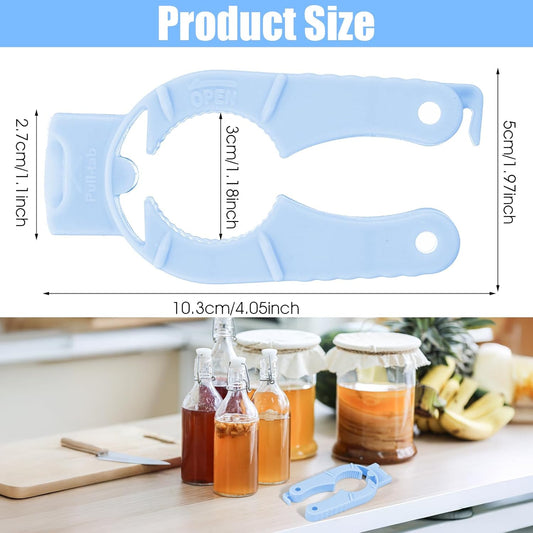 6PCS Water Bottle Opener, 3 in 1 Multi-Purpose Plastic Bottle Cap Opener Ergonomic Soda Can Openers for Seniors Weak Hands Elderly Pull Tab Soup Lid Seal Remover(Blue)