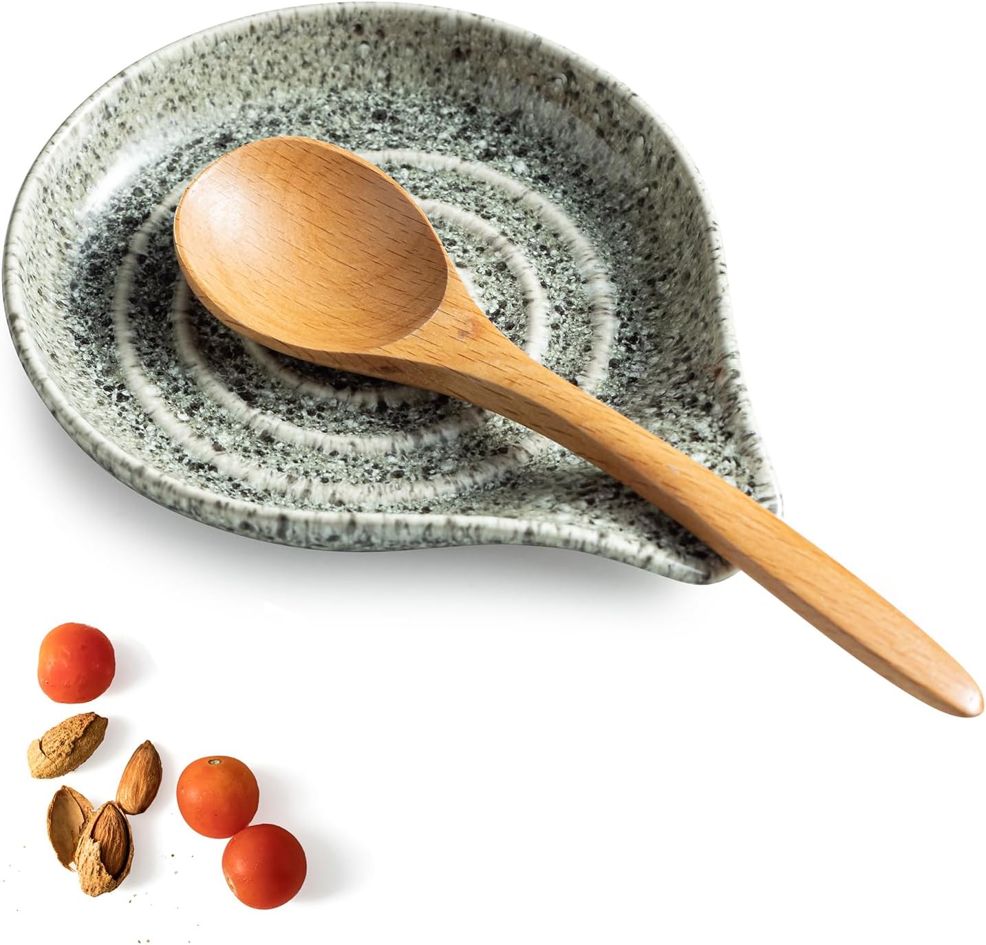 LAUCHUH Spoon Rest, Large Ceramic Spoon Holder for Kitchen Counter Spatula Rest Heat-Resistant Spoon Rest for Stove Top Cooking Utensil Holder, Farmhouse Kitchen Décor for Father's Day, Cream, 5 Inch