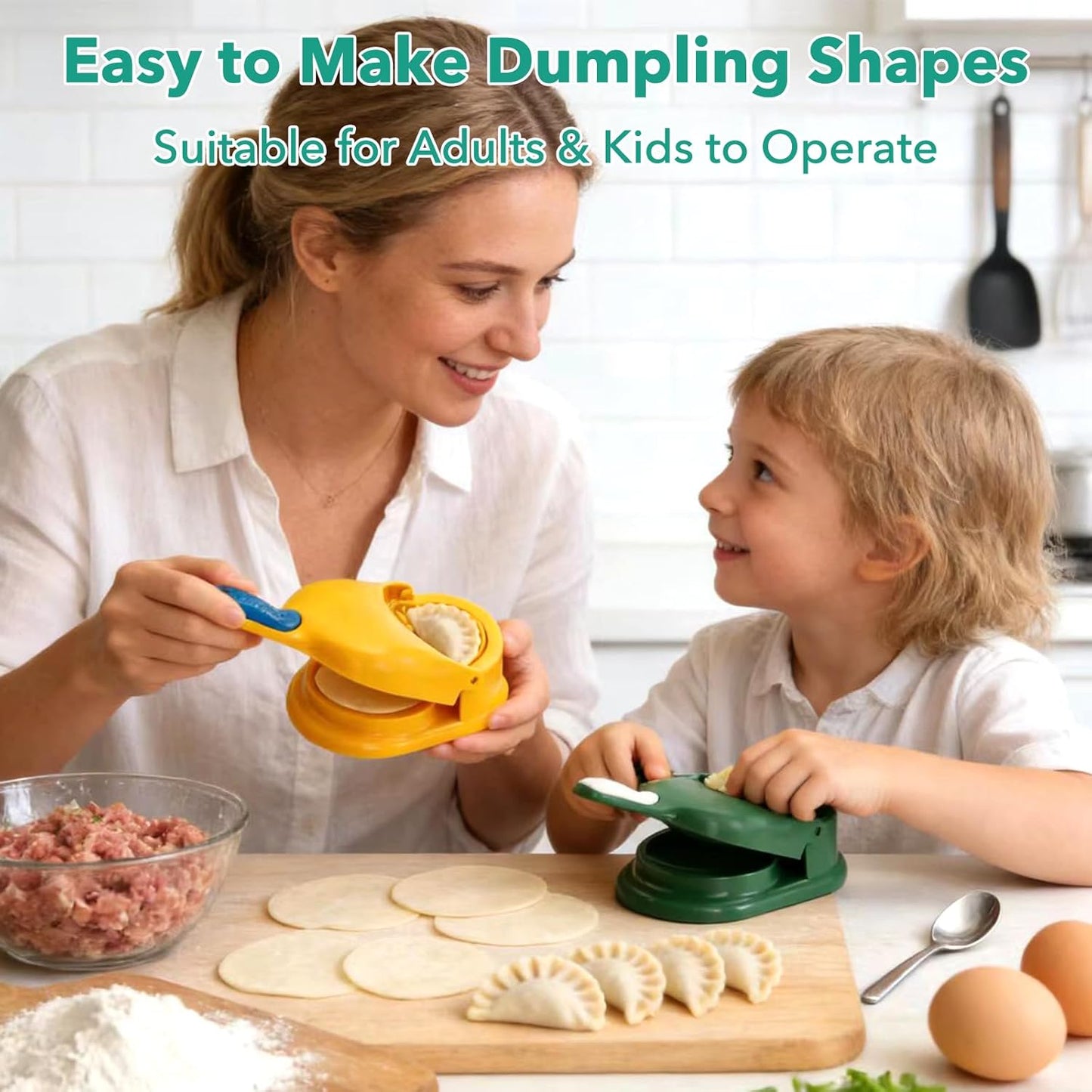 2PCS 2 In 1 Dumpling Maker, Empanada Maker Press with 2 Spoon Pierogi Maker Kitchen Press Ravioli Mold Manual Pastry Dumpling Wrapper Machine for Chinese Food, Perogies, Pierogi, Hand Pie