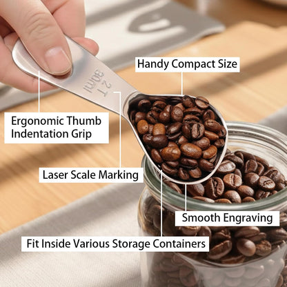 2PCS Coffee Scoop: 1 Tbsp (1/16 Cup / 0.5 Oz / 15Ml) Measuring Spoons Stainless Steel Rose Gold Set for Ground Coffee Protein Powder & Spices Short Handle Fits into Canisters
