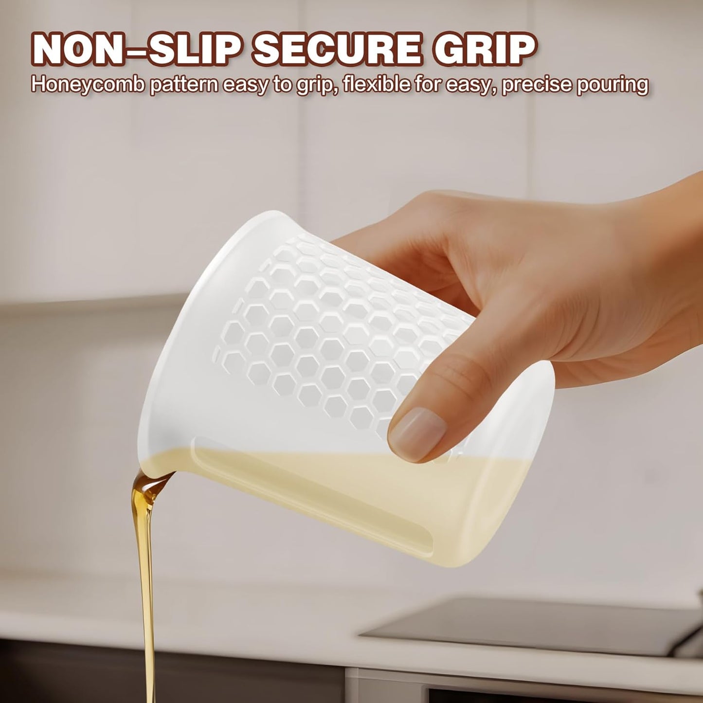 Silicone Measuring Cups Set 125ml + 250ml + 500ml for Cooking Reusable Baking Supplies Silicone Flexible Melting Measure Cup for Butter, Chocolate