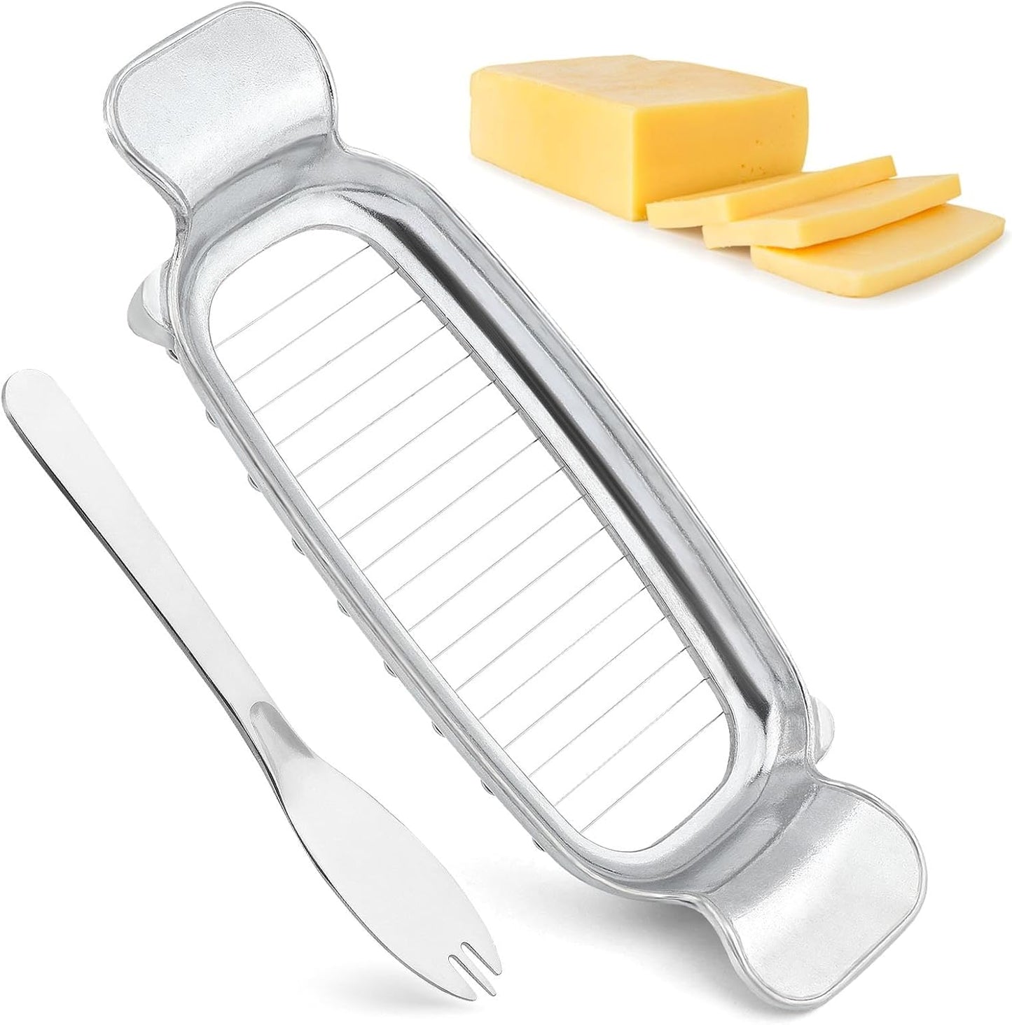 Stainless Steel Cheese Slicer, 16 Sharp Wires, Multipurpose Food Cutter, Butter Slicer, Cutter, Cheese, with 1pc Butter Cutter Fork
