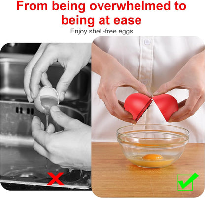 Egg Cracker, Silicone Egg Shell Opener, Cute Egg Shaped Design, Opens Eggs with Ease, A Little Happiness Boost for Your Kitchen. (Color: Red, 1-Pack)