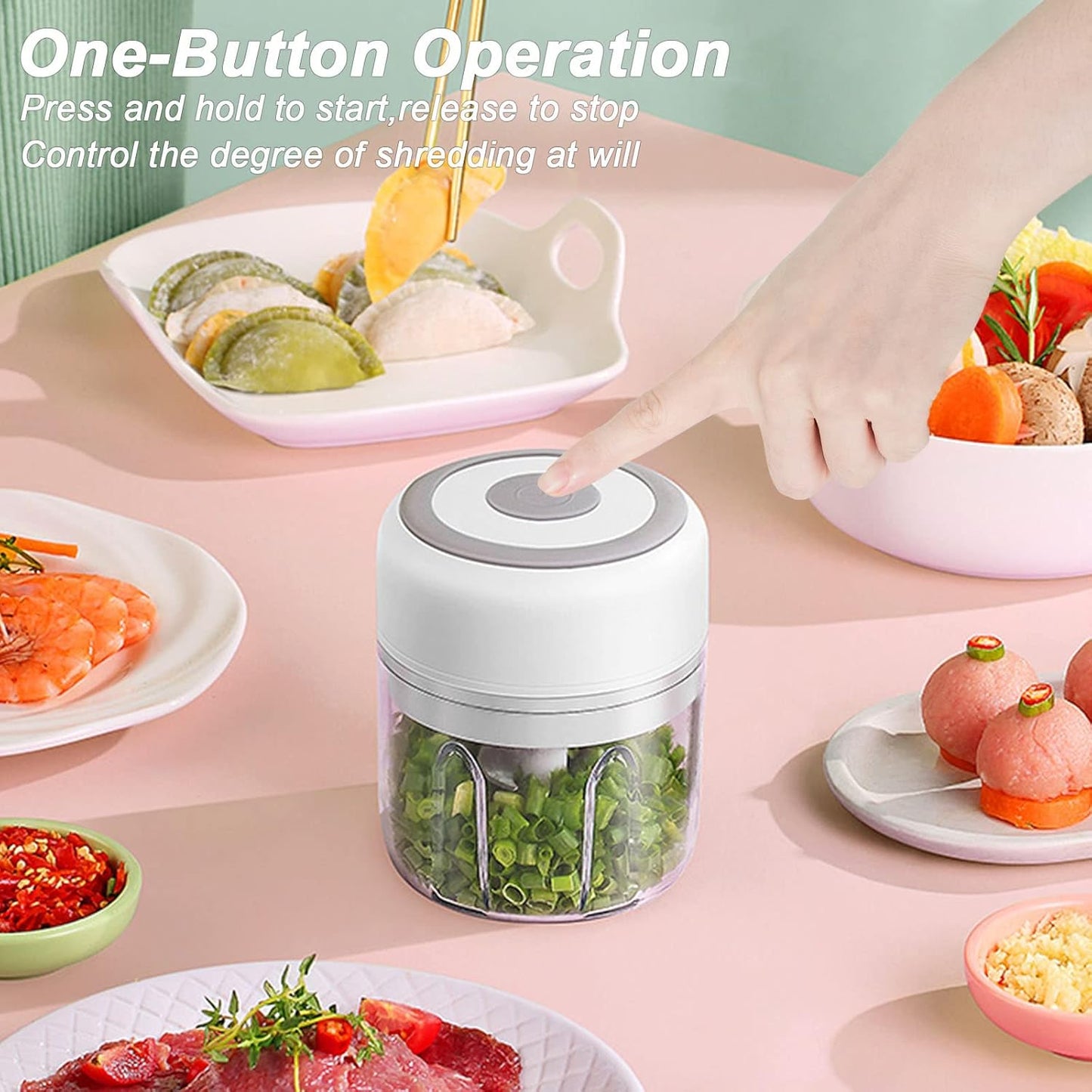 Electric Mini Garlic Chopper, 100ML Food Chopper Garlic Mincer USB, Portable Small Food Processor for Vegetables