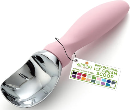 Spring Chef Heavy Duty Ice Cream Scoop with Comfortable Handle - Professional Ice Cream Scooper for Gelato, Sorbet, Cookie Dough, Melon, Frozen Yogurt - Dishwasher Safe Metal Kitchen Tool - Black