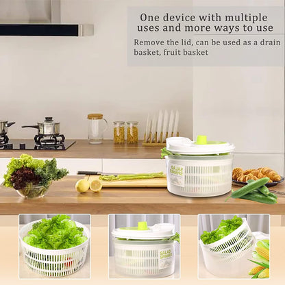 Capacity 3L Salad Spinner Vegetable Washer Fruit Veggie Bowl Collapsible Salad Spinner with Lid Veggie Dryer Set for Kitchen Tools of Lettuce Dryer Salad Shooter Small Salad Spinner