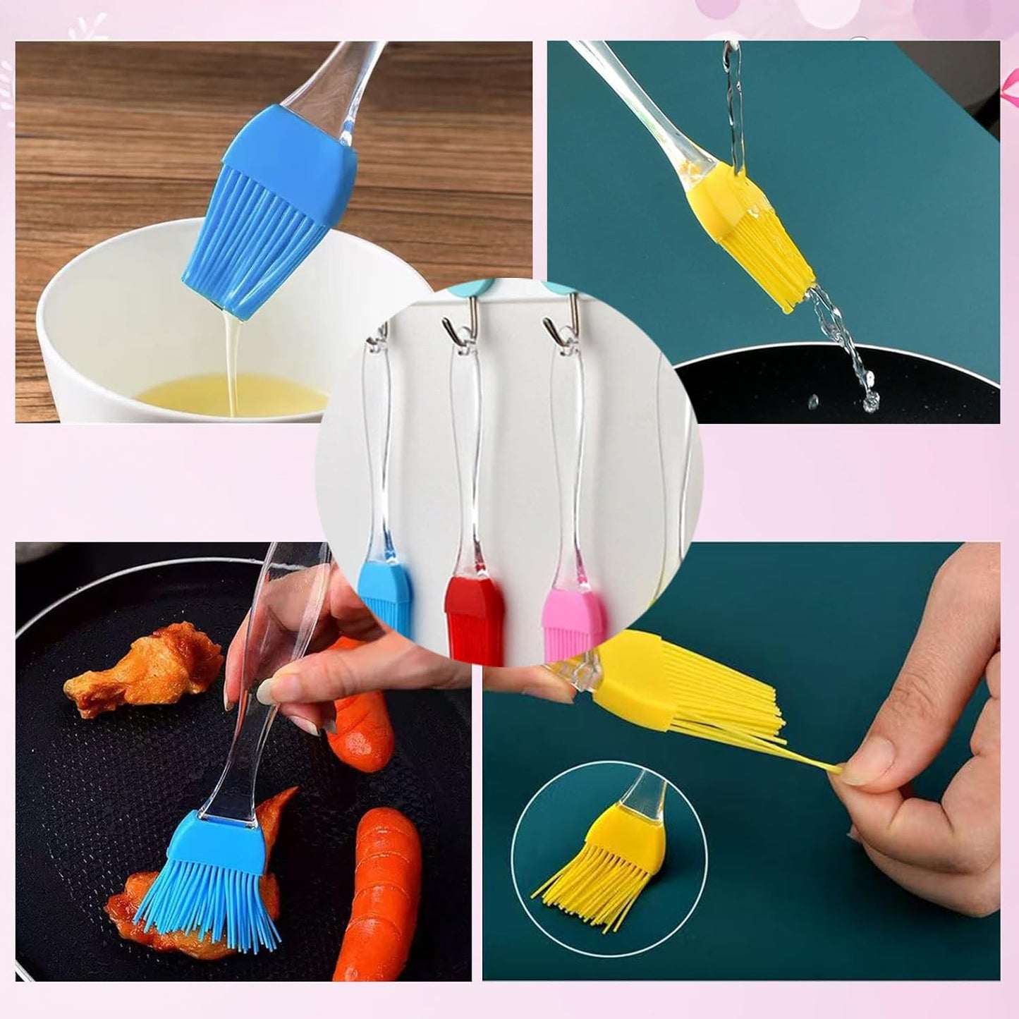 5 PCS Silicone Basting Pastry & BBQ Brush, High temperature resistant baking brush, Perfect for Oil Butter Spread Marinades for Grilling/BBQ Enthusiasts