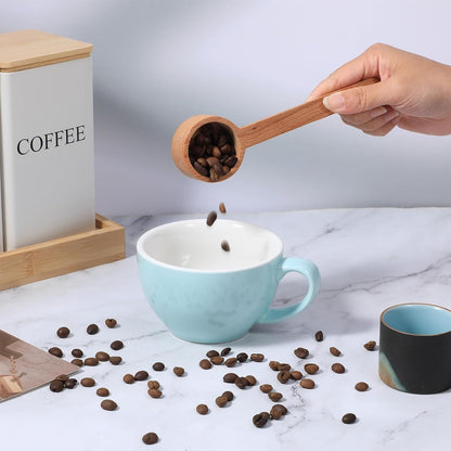 Wooden Coffee Spoon, Long Handle Wooden Tablespoon Scoop 6.49 Inch Wooden Coffee Ground Spoon Food Jar Scoops for Deep Jars and Containers, Ground Beans or Tea, Kitchen Tools Utensils