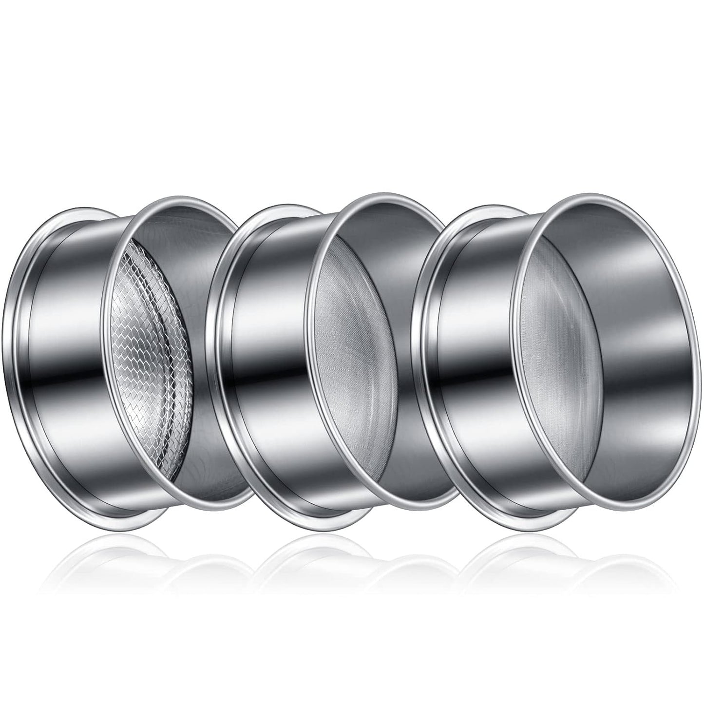 Meanplan 3 Pcs 304 Stainless Lab Sieves, 200, 80 and 10 Mesh (0.074, 0.18 and 2 Mm) Aperture Test Sieve, 4 Inch Diameter Economy Test Sieve with Labels for Industrial Laboratory