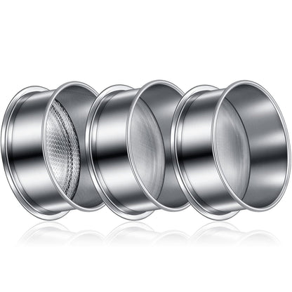 Meanplan 3 Pcs 304 Stainless Lab Sieves, 200, 80 and 10 Mesh (0.074, 0.18 and 2 Mm) Aperture Test Sieve, 4 Inch Diameter Economy Test Sieve with Labels for Industrial Laboratory