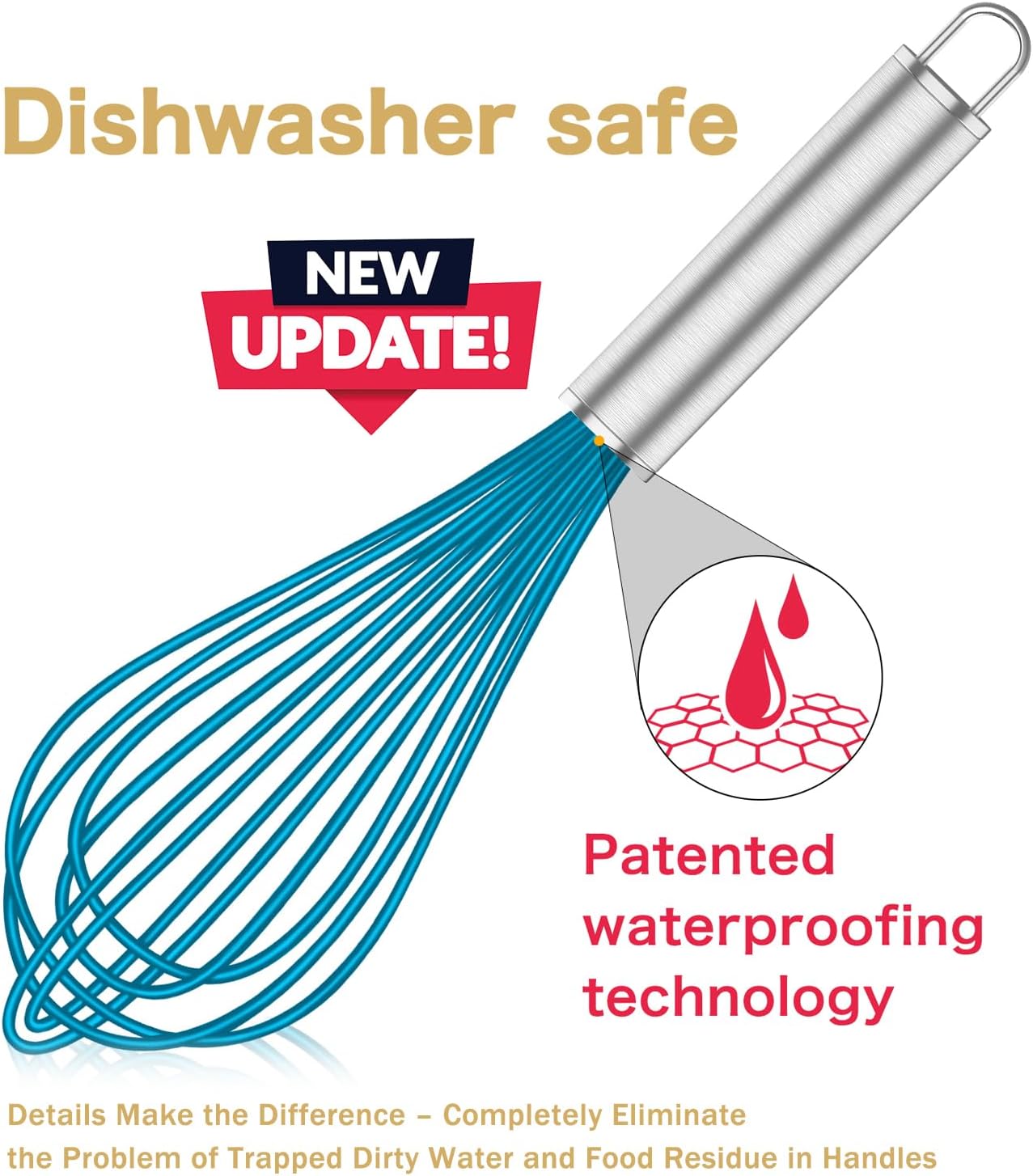 OYV 304 Stainless Steel Whisk Set, Dishwasher Safe Rustproof Metal Whisk, Professional Balloon Wire Whisks for Kitchen Cooking, Perfect For Blending, Whisking, Baking, Beating, 3 Packs (8" 10" 12")