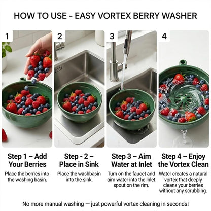 Berry Swirl Bowl, Self Spinning Berry Washing Bowl, Berries Rinse and Drain Bowls with Vortex Washing Design, Fruit Washer Colander, Dynamic Swirl Cleaning Basket for Fruit Lovers (1pc)