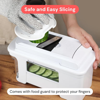 Fullstar XL Vegetable Chopper & Mandoline Slicer – Vegetable, Onion, Potato, Food, Veggie & Fruit Slicer, Dicer & Spiralizer with Pull-Out Catch Tray, Kitchen Gadgets & Gifts (6 in 1, Black/White)