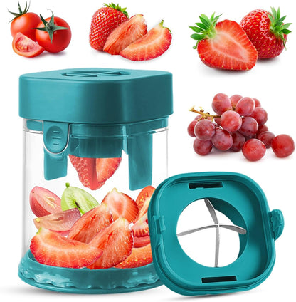 Small Fruit Cutter, Creative Strawberry & Grape Slicer, Quickly Making Fruit Vegetable Salad (Black)