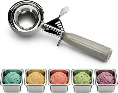 QUAL COOK Heavy Duty Stainless Steel Ice Cream Scoop 4 oz, Cookie Scoop with Trigger, Baking Scoop for Bakeries,Restaurants & Dessert Shops, #8, Grey