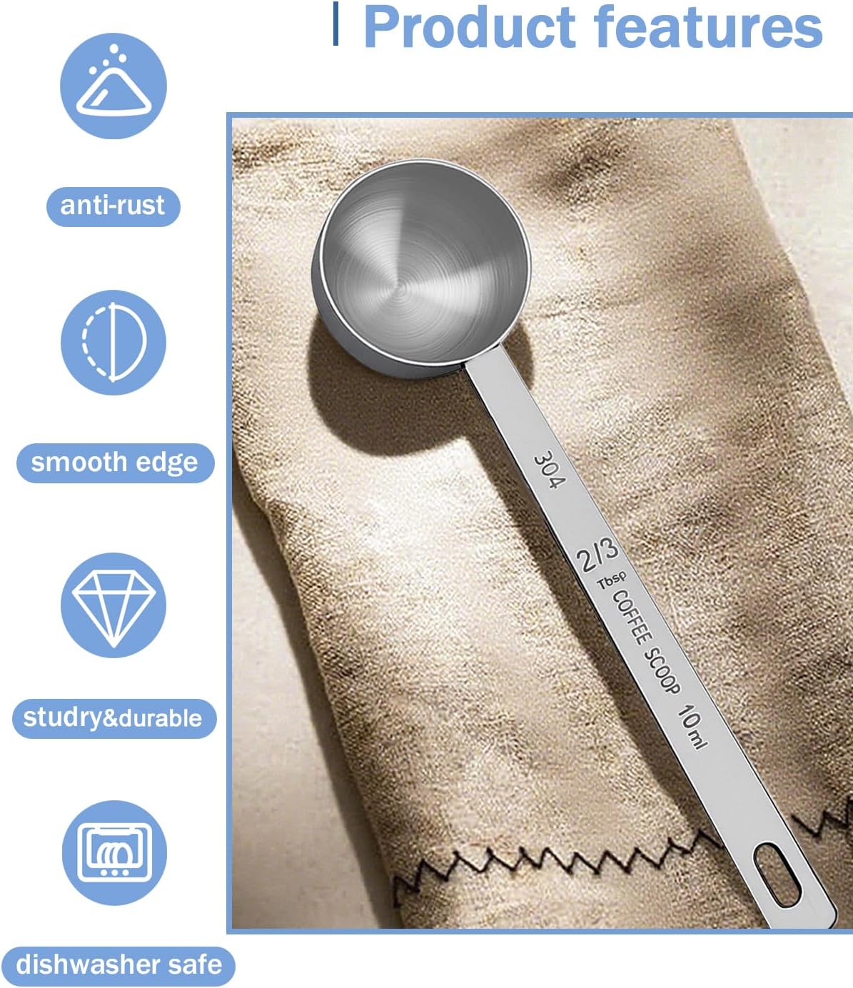 Teaspoon Measuring Spoons, 7.5mL (7.5 cc | 1/4 oz) Stainless Steel Teaspoon Scoop, Long Handle Metal Measuring Spoons for Cooking,Baking (0.25 OZ)