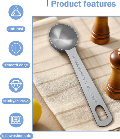 Teaspoon Measuring Spoons, 7.5mL (7.5 cc | 1/4 oz) Stainless Steel Teaspoon Scoop, Long Handle Metal Measuring Spoons for Cooking,Baking (0.25 OZ)
