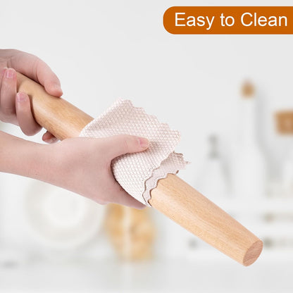 Aisoso French Rolling Pin, 17.7 Inches Wood Rolling Pin for Baking Extra Long Thickened, Classic Wooden Dough Roller for Fondant Pizza Pie Crust Cookie Pastry, Essential Kitchen Utensil, Brown