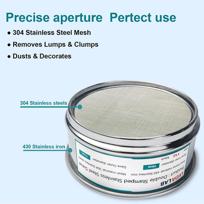 304 Stainless Steel Mesh Lab Sieve, 80 Mesh (0.2mm) Aperture Test Sieve, 4inch(10cm) Diameter Economy Standard Analysis Sample Test Sieves for Industrial Laboratory Homes - Colors B