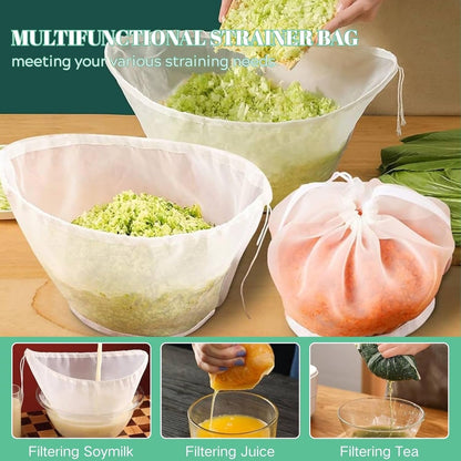 Cheese Cloths for Straining– Reusable Filter Bags Ultra-Fine Mesh Strainer for Filter NutMilk, Yogurt, Fresh Cheese, Juicing, Coffee, Milk, Butter & Juices (3)