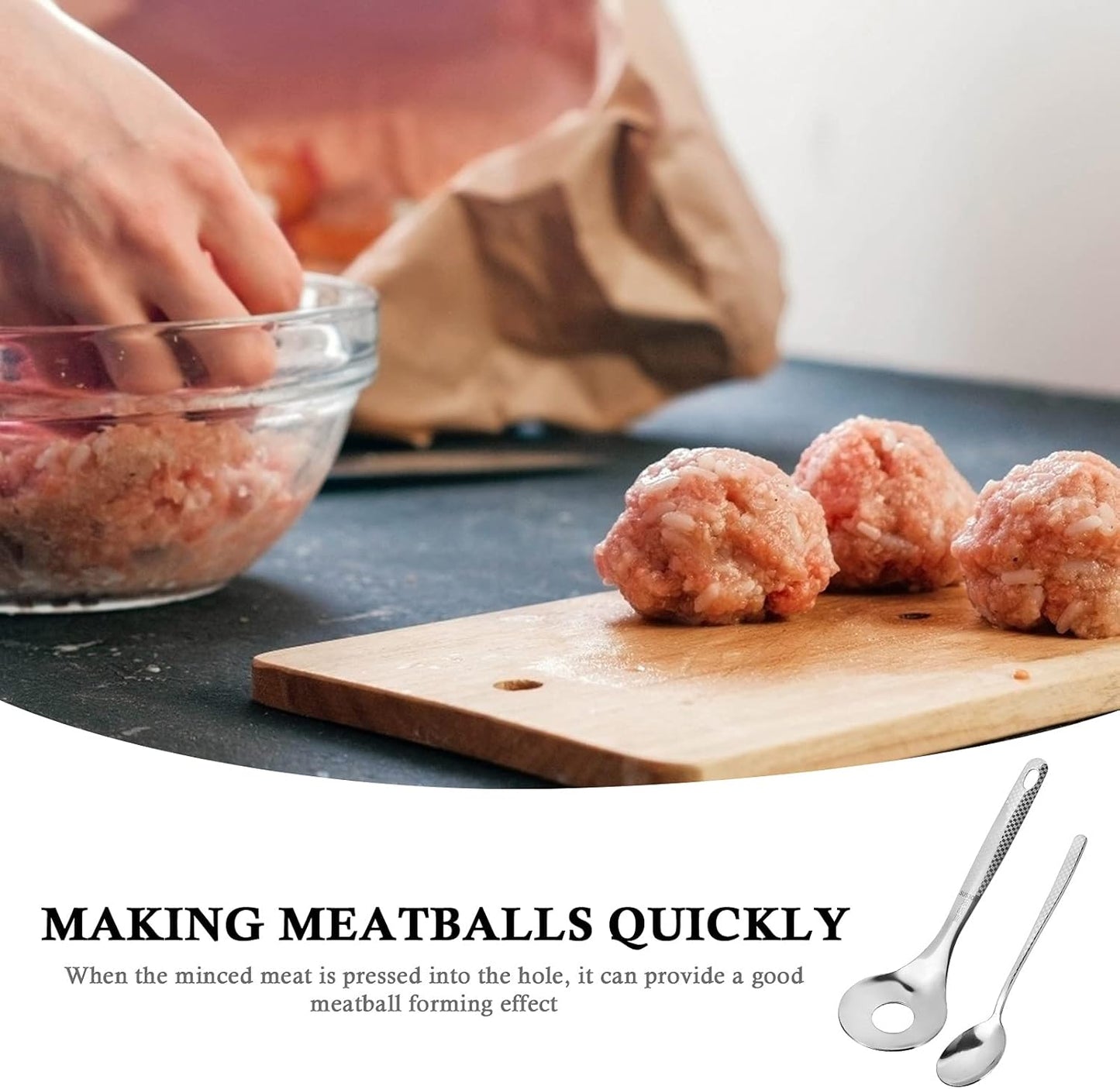 SHERCHPRY 2 Pcs Meatball Maker Cake Tools Meatball Spoon Household Tools None- Stick Meat Ballers Meat Spoon Maker Melon Baller Kitchen Ware Kitchen Gadget Meatball Scoop Meatballs Fruit