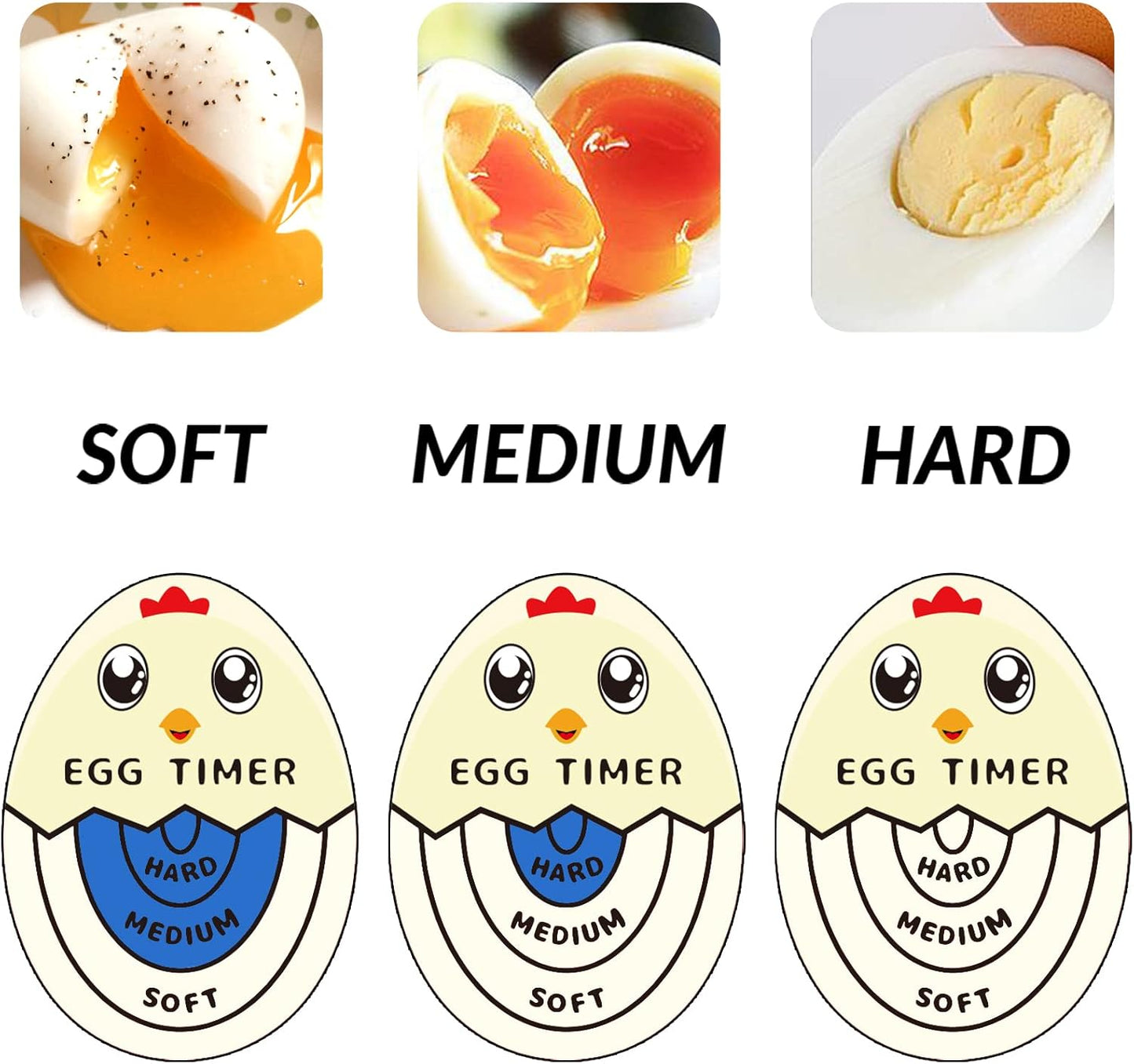 Lasubst Egg Timer for Boiling Eggs that Changes Color When Done, Tricolor