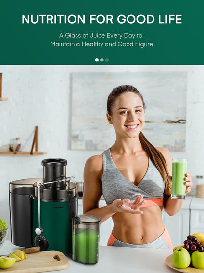 Juicer Machines, HOUSNAT Juicer Whole Fruit and Vegetables with 3-Speed Setting, 400 W Motor Quick Juicing Ideal for Beginners & Light Daily Use, Cleaning Brush and Juicing Recipe Included