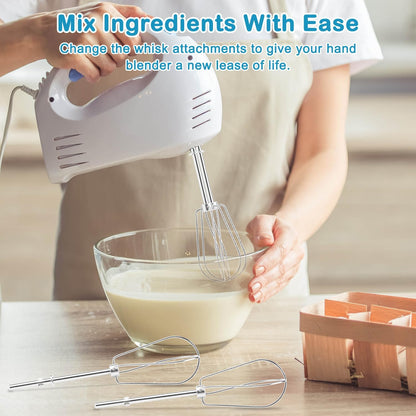 6 Pcs Hand Mixer Beater Attachments for KitchenAid Hand Mixers KHM3 KHM5 KHM7 KHM9, Stainless Steel Hand Mixer Beaters, Whisk, Blending Rod and Dough Hooks