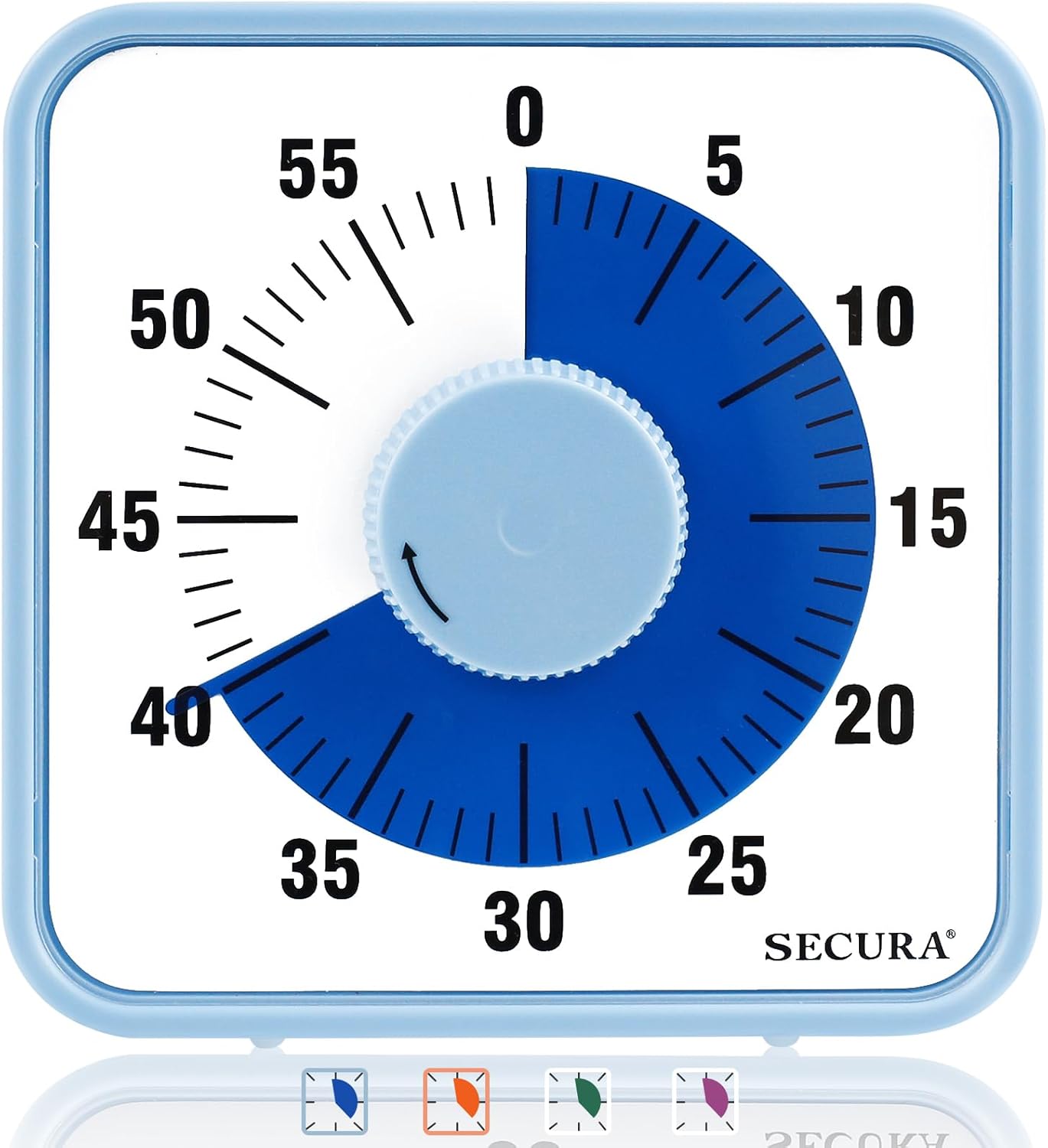 Secura 60-Minute Visual Countdown Timer, 7.5-Inch Oversize Classroom Visual Timer for Kids and Adults, Durable Mechanical Kitchen Timer Clock with Magnetic Backing (Blue)