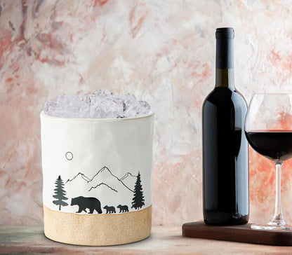 dgudgu Bear Ceramic Kitchen Countertop Utensil Crock White Large Cooking Utensil Holder