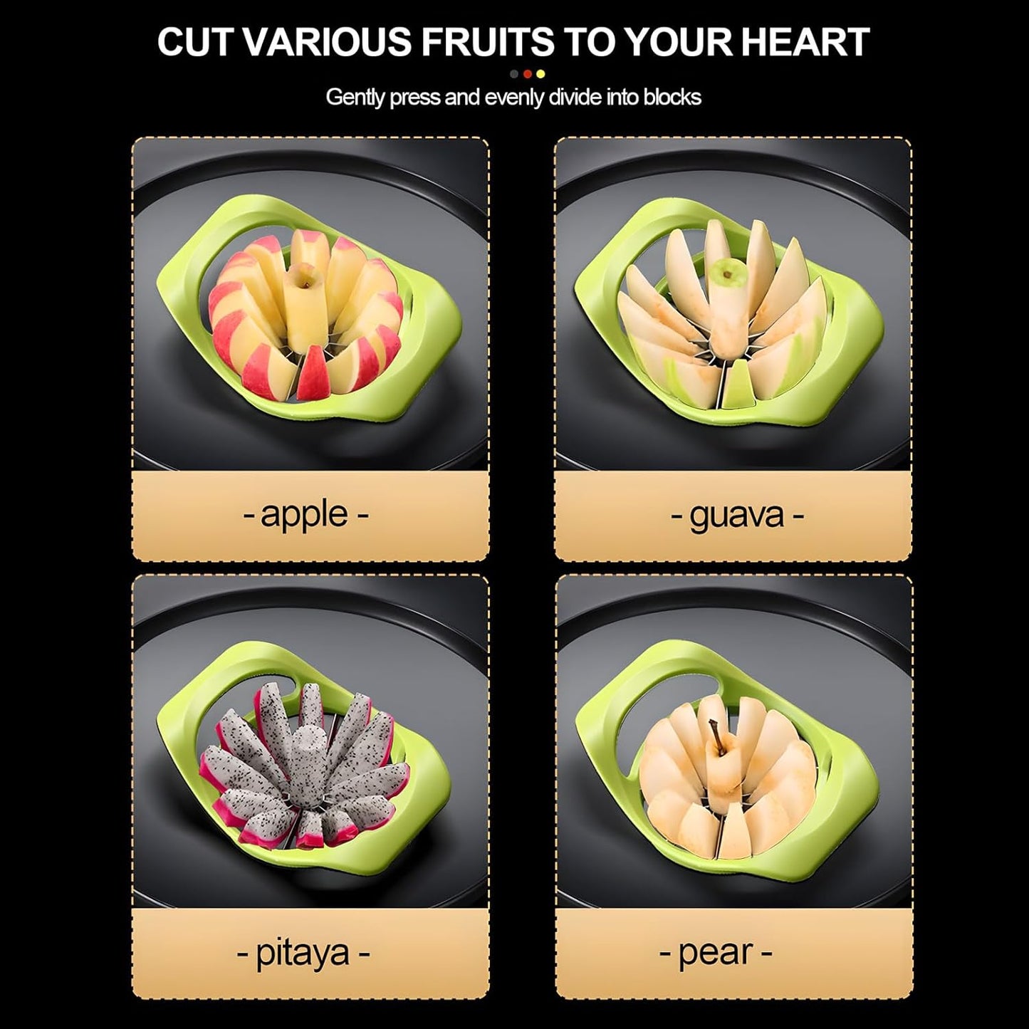 Fruit Cutter apple slicer Tool,12-Blade Fruit Corer,Anti-Slip Handle Easy to Use, Time-Saving, Stainless Steel Cutter and Divider For apple Tomato Orange Pear Pineapple kitchen gadgets