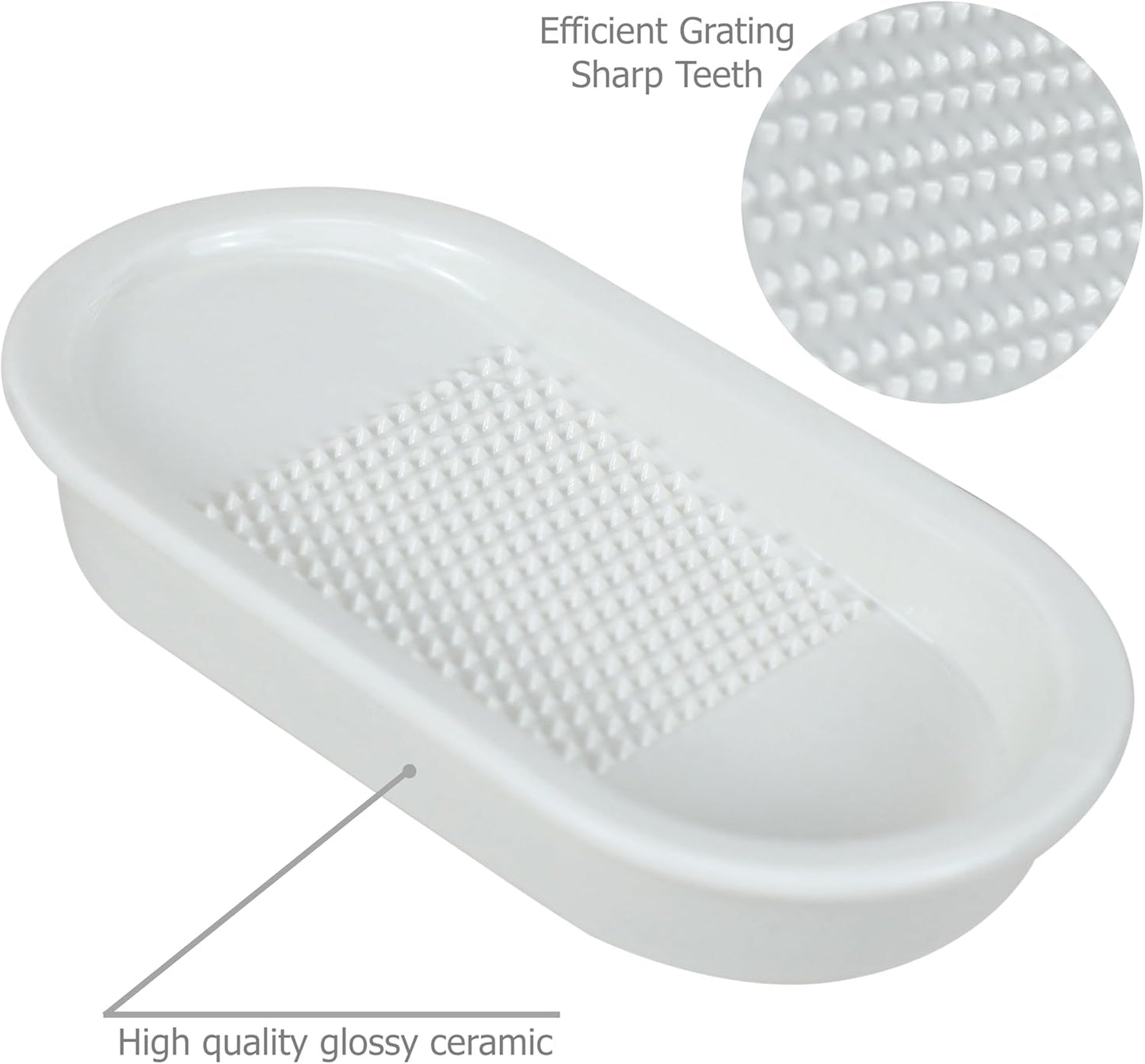 EIKS Ceramics Grater Plate for Ginger Garlic Wasabi Daikon Fruits Root Vegetable Cooking Preparation (Spade-shaped)